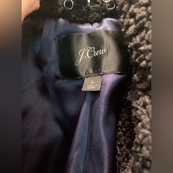 J. Crew Teddy Sherpa Jacket Black Size Large - Picture 2 of 4